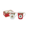 Bögre, csésze Karácsonyi porcelán bögre 2 db vörösbegy díszdobozban Christmas Berries
