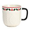 Karácsonyi porcelán bögre - 345 ml - kötött hatású fehér zöld füllel