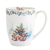Karácsonyi porcelán bögre - 350 ml fenyőágas