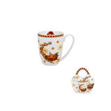 Bögre Karácsonyi porcelán bögre 360 ml díszcsomagolásban Mikulás rénszarvas szánnal