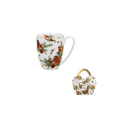 Bögre Karácsonyi porcelán bögre 360ml díszcsomagolásban Madarak