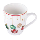 Karácsonyi porcelán bögre 450 ml karácsonyfa díszekkel