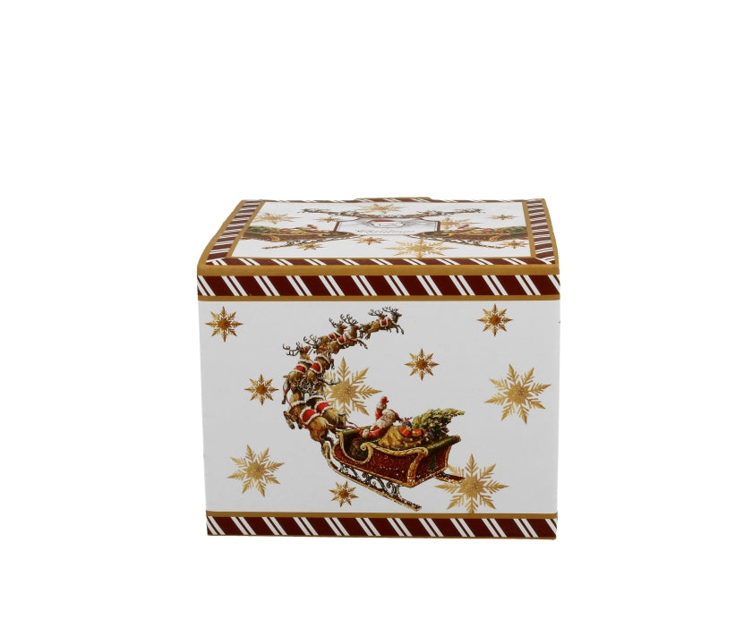 Bögre Karácsonyi porcelán bögre 610 ml Mikulás rénszarvas szánnal