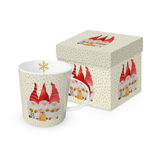 Bögre Karácsonyi porcelán bögre díszdobozban három manó