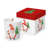 Bögre Karácsonyi porcelán bögre díszdobozban manó skandi sapkában