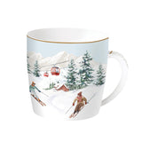Bögre Karácsonyi porcelán bögre fém díszdobozban Chalet
