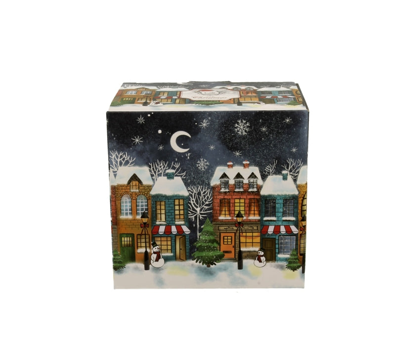 Bögre Karácsonyi porcelán bögre fém szűrővel tetővel díszdobozban Christmas City