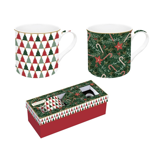 Bögre, csésze Karácsonyi porcelán bögre szett 2db-os díszdobozban Fancy Christmas