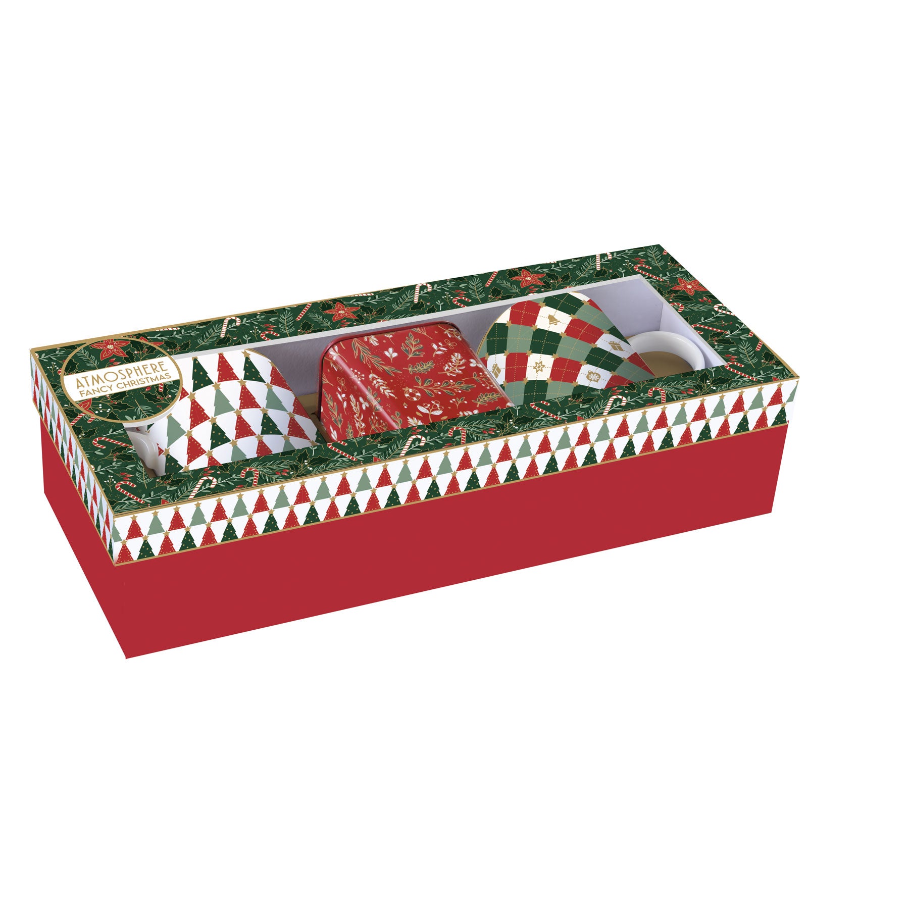 Bögre, csésze Karácsonyi porcelán bögre szett 2db-os fémdobozzal díszdobozban Fancy Christmas
