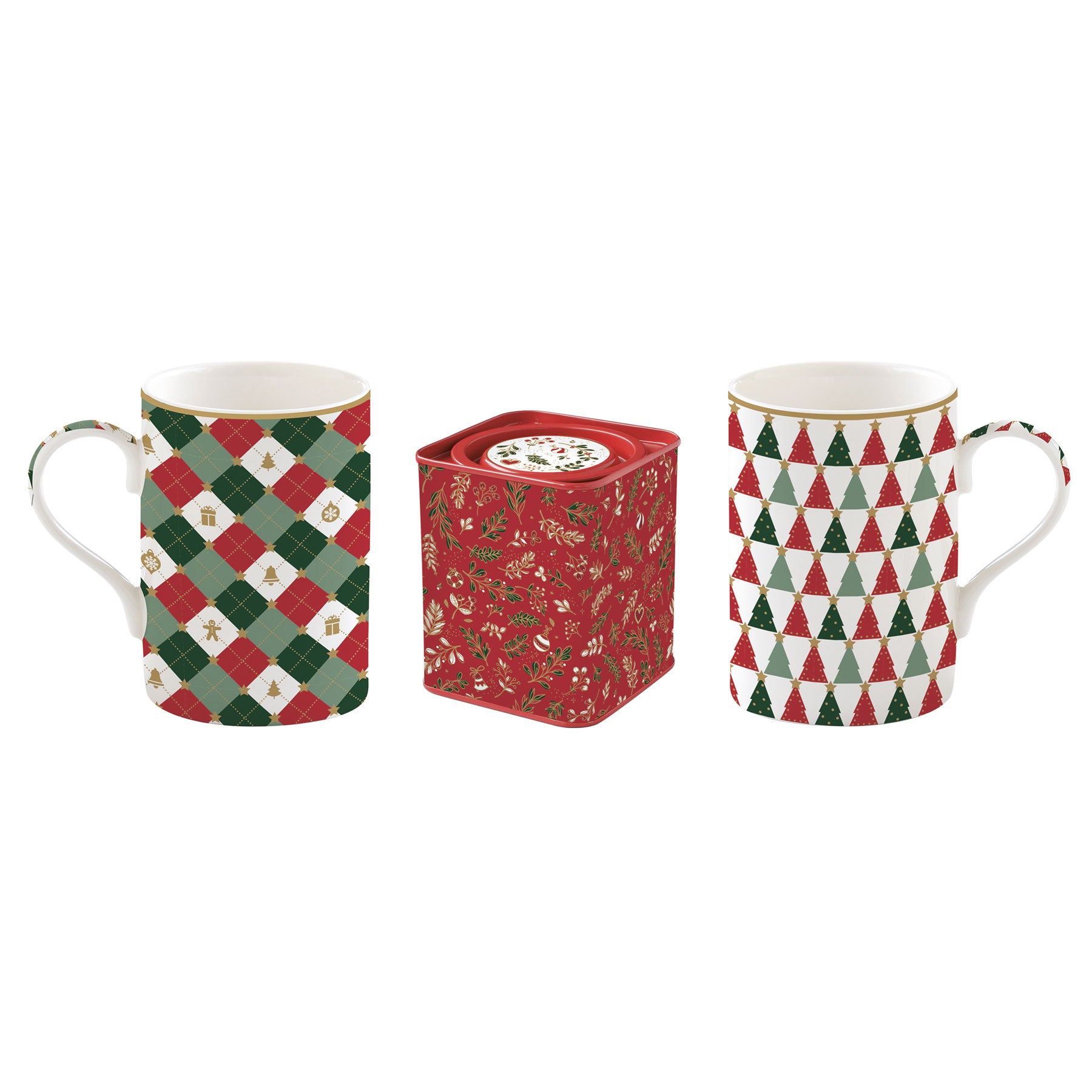 Bögre, csésze Karácsonyi porcelán bögre szett 2db-os fémdobozzal díszdobozban Fancy Christmas