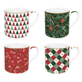 Bögre, csésze Karácsonyi porcelán bögre szett 4 db-os díszdobozban Fancy Christmas