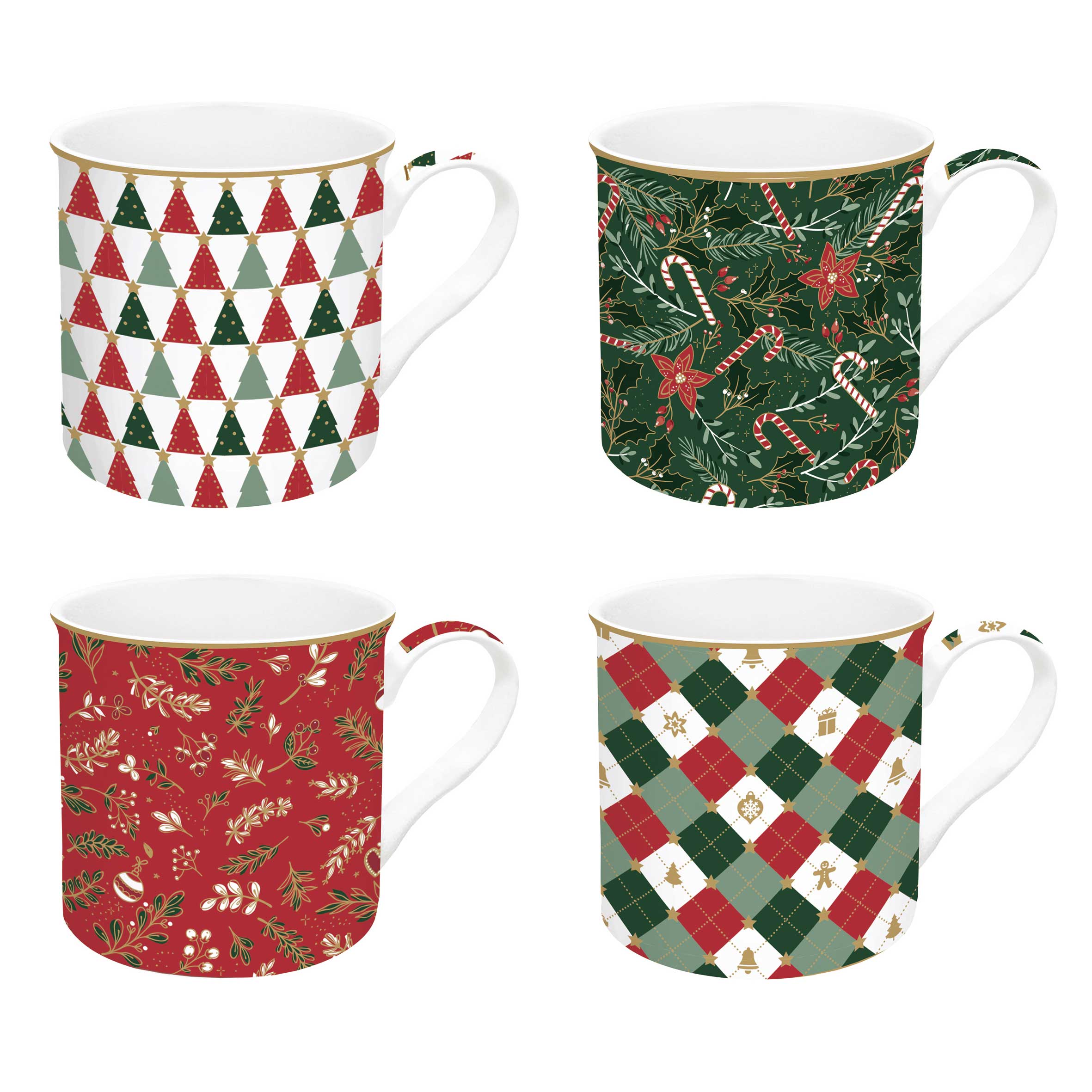Bögre, csésze Karácsonyi porcelán bögre szett 4 db-os díszdobozban Fancy Christmas