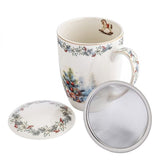 Karácsonyi porcelán bögre tetővel és fémszűrővel - 350 ml - Magic Christmas