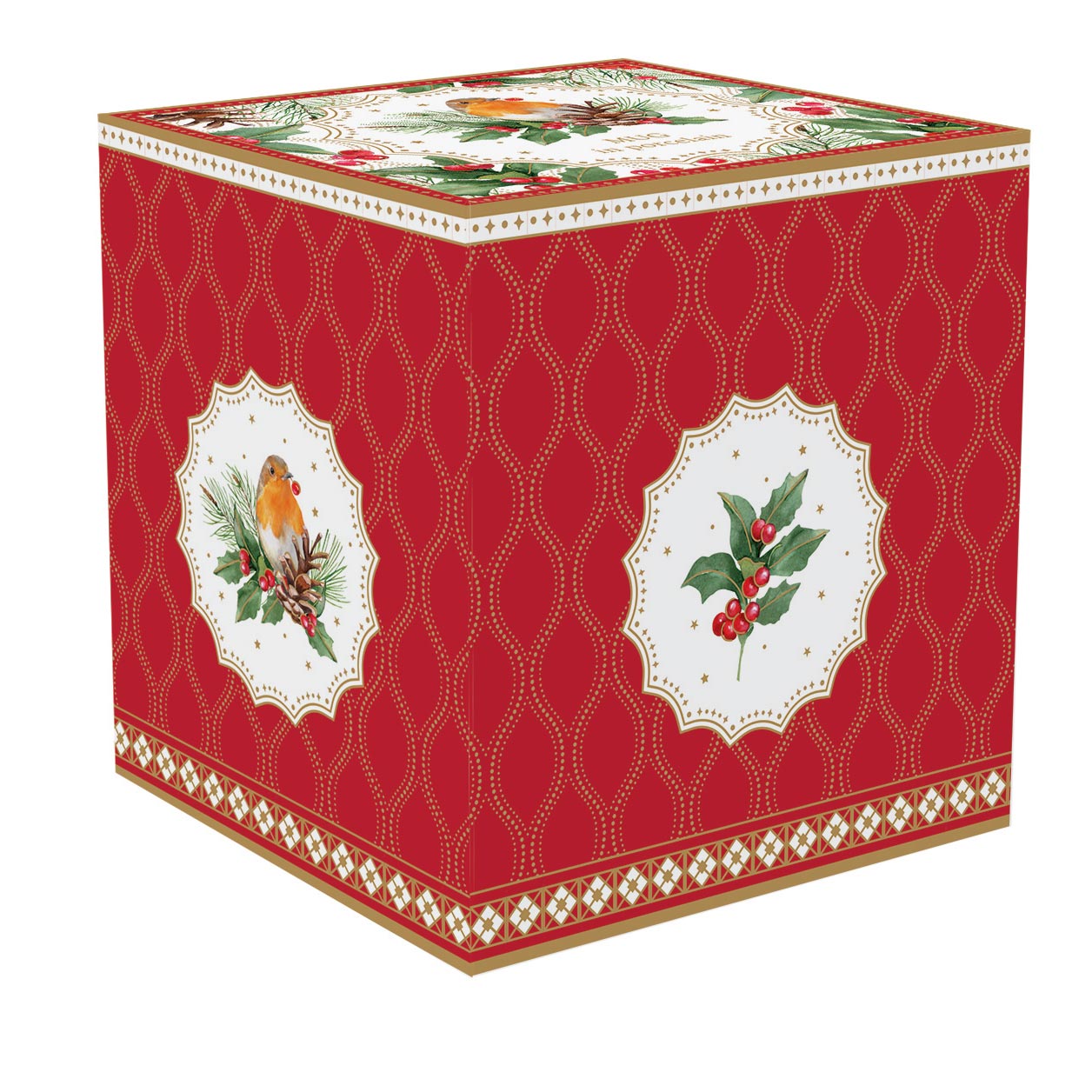 Tányér, étkészlet Karácsonyi porcelán bögre vörösbegy díszdobozban Christmas Berries