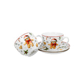 Bögre Karácsonyi porcelán csésze 2 db szett aljjalmézeskalács macis díszdobozban