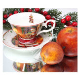 Tányér, étkészlet Karácsonyi porcelán csésze aljjal 180 ml - 6 személyes készlet - Télapós