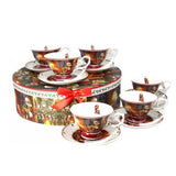 Tányér, étkészlet Karácsonyi porcelán csésze aljjal 180 ml - 6 személyes készlet - Télapós