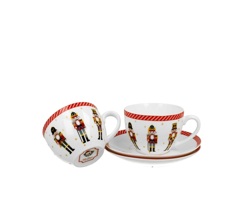 Tányér, étkészlet Karácsonyi porcelán csésze aljjal szett diótörős díszdobozban Christmas Nutcracker