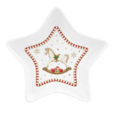 Tányér, étkészlet Karácsonyi porcelán csillag alakú tálka hintalovas díszdobozban Magie de Noel