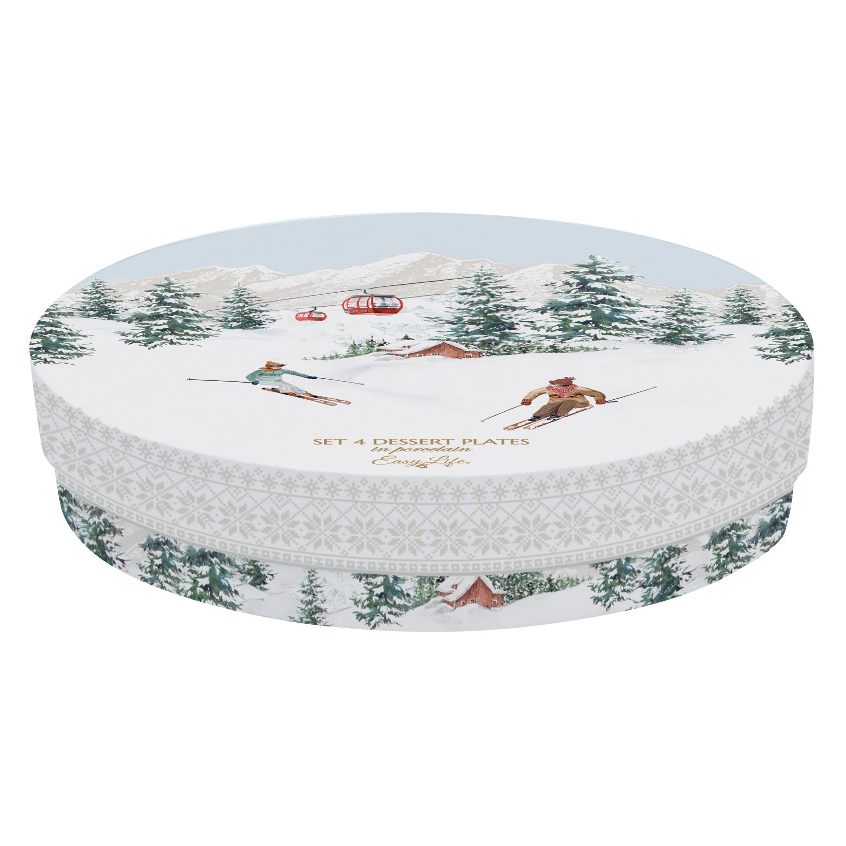 Tányér, étkészlet Karácsonyi Porcelán desszertes tányér 4 db szett Chalet