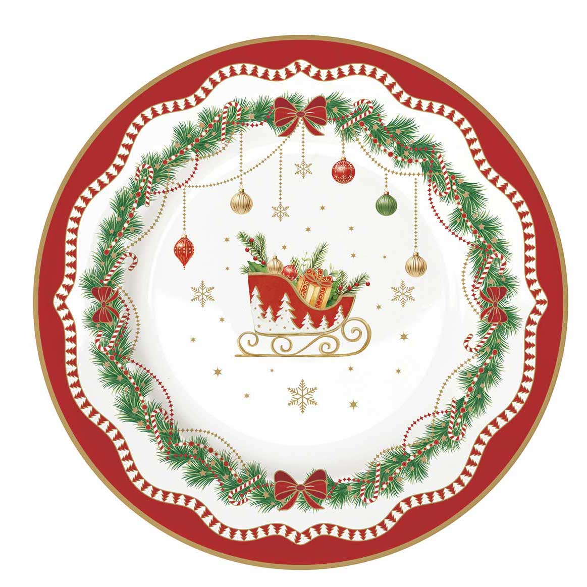 Tányér, étkészlet Karácsonyi porcelán desszertes tányér 4 db szett díszdobozban Magie de Noel