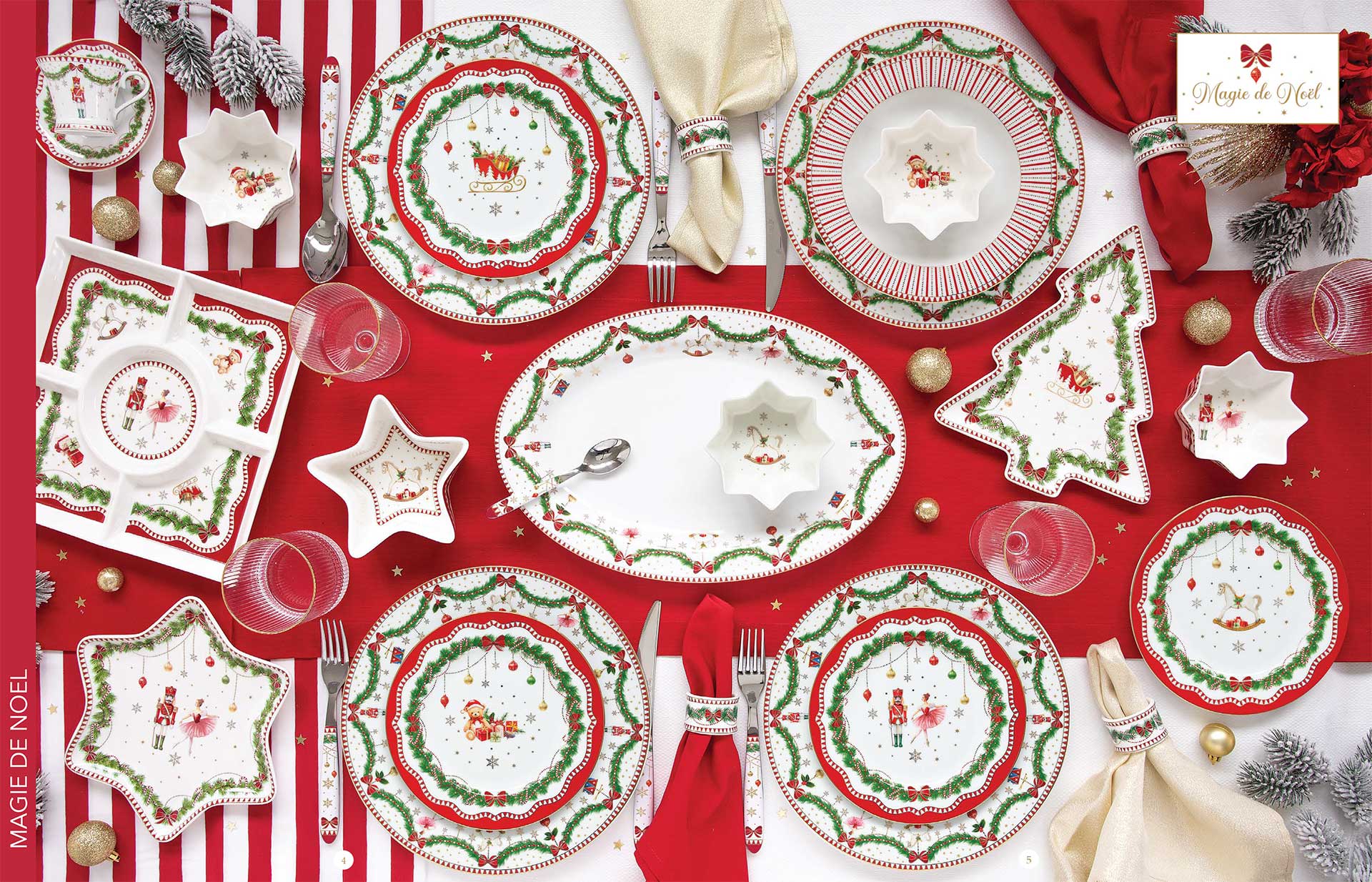Tányér, étkészlet Karácsonyi porcelán desszertes tányér 4 db szett díszdobozban Magie de Noel