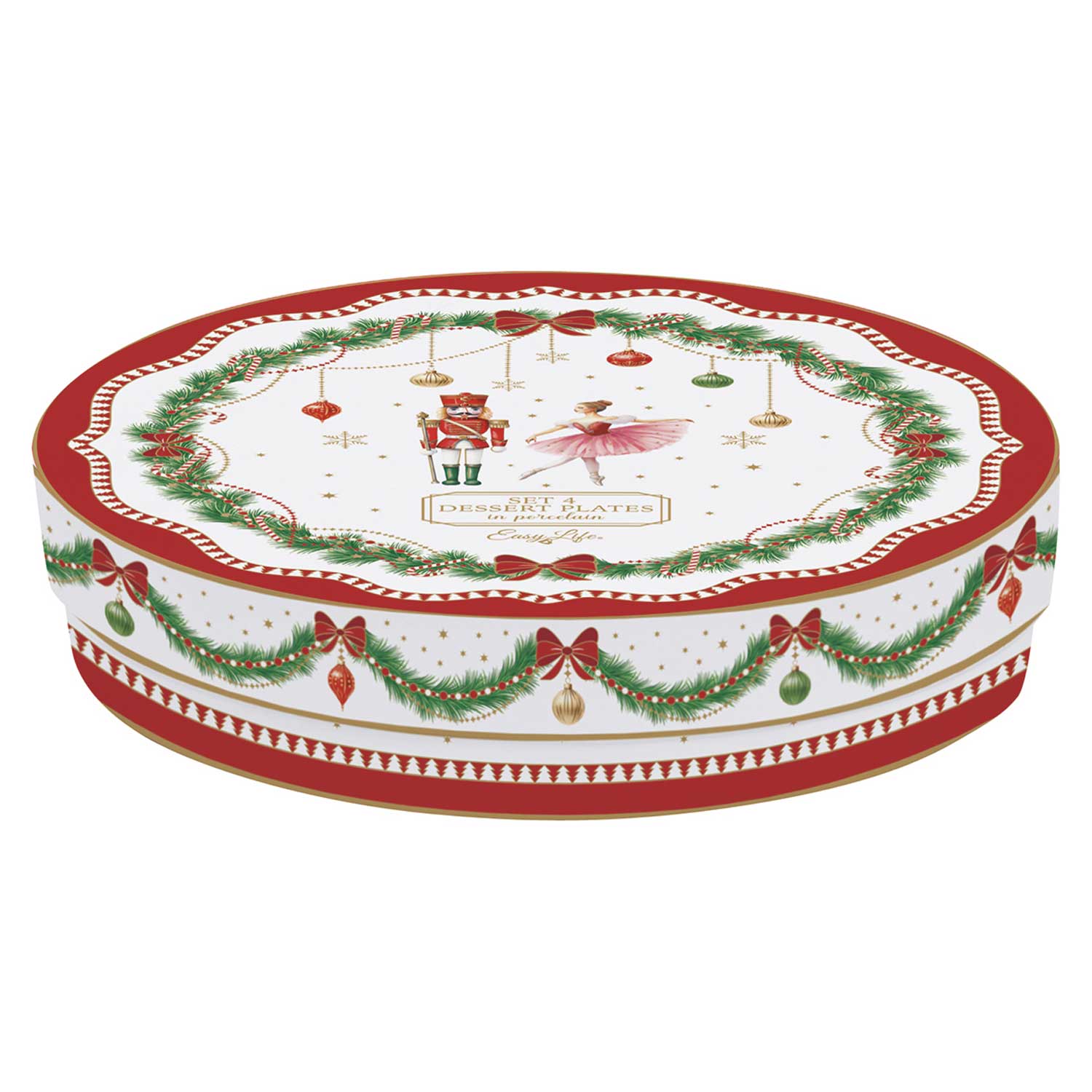 Tányér, étkészlet Karácsonyi porcelán desszertes tányér 4 db szett díszdobozban Magie de Noel