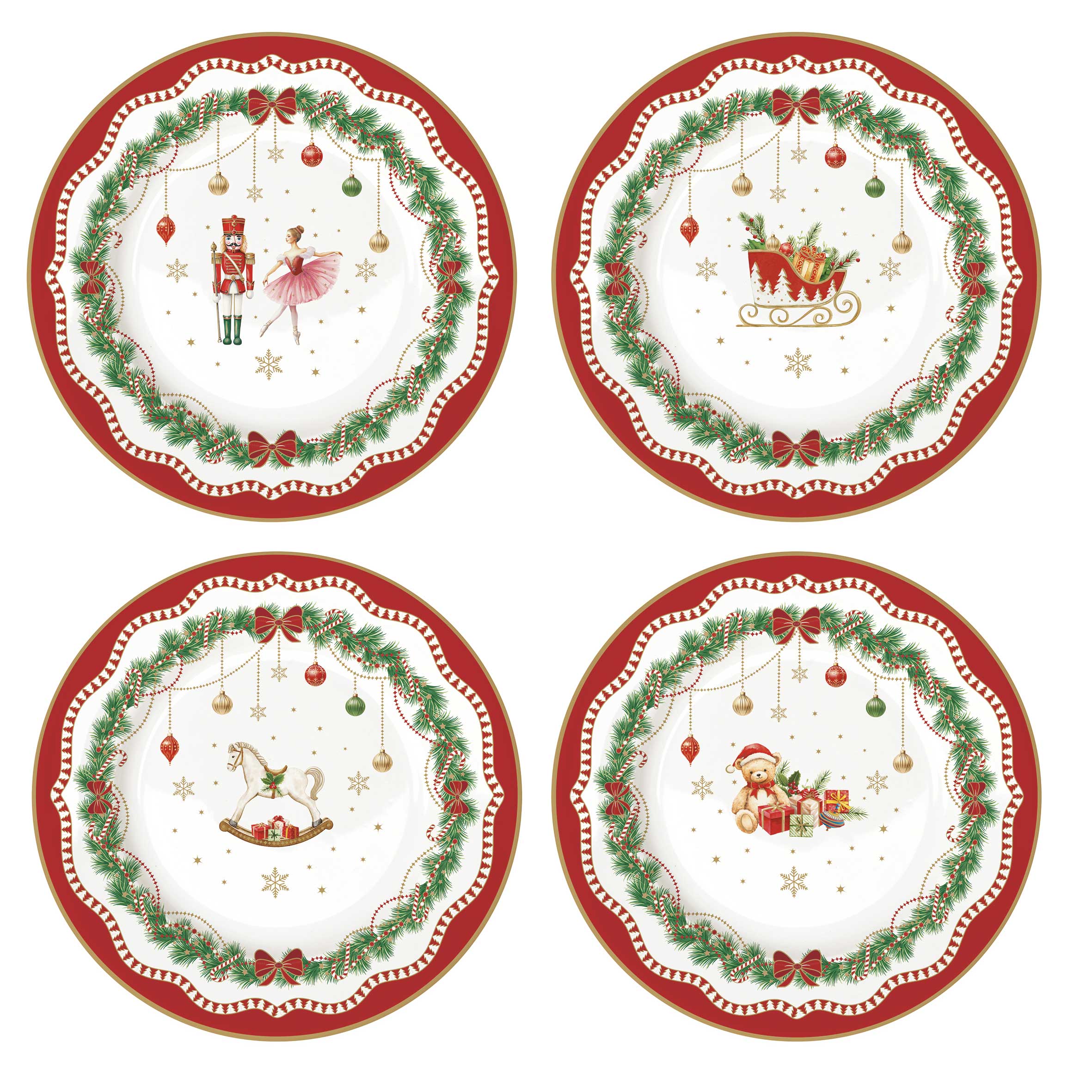 Tányér, étkészlet Karácsonyi porcelán desszertes tányér 4 db szett díszdobozban Magie de Noel