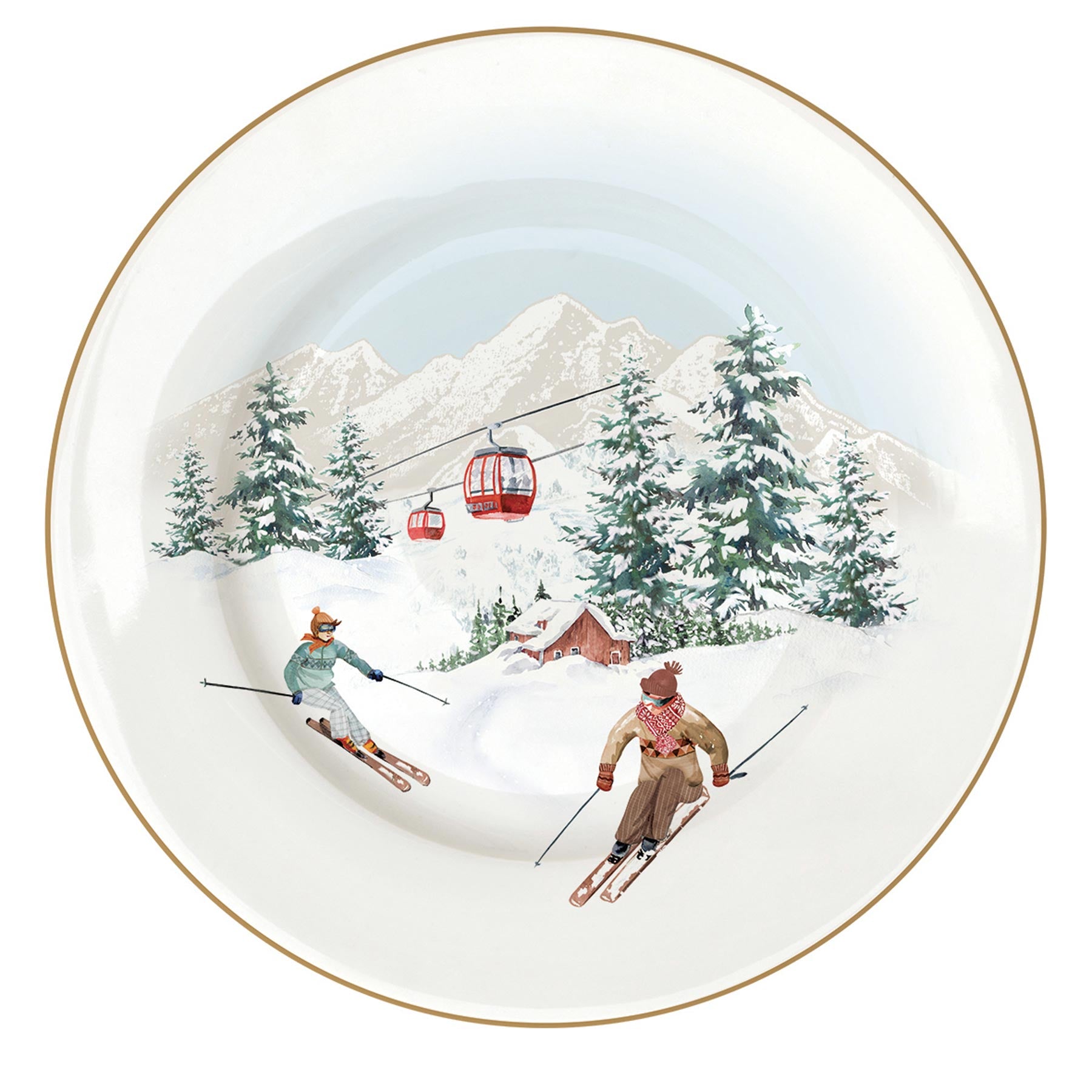 Tányér, étkészlet Karácsonyi Porcelán desszertes tányér Chalet
