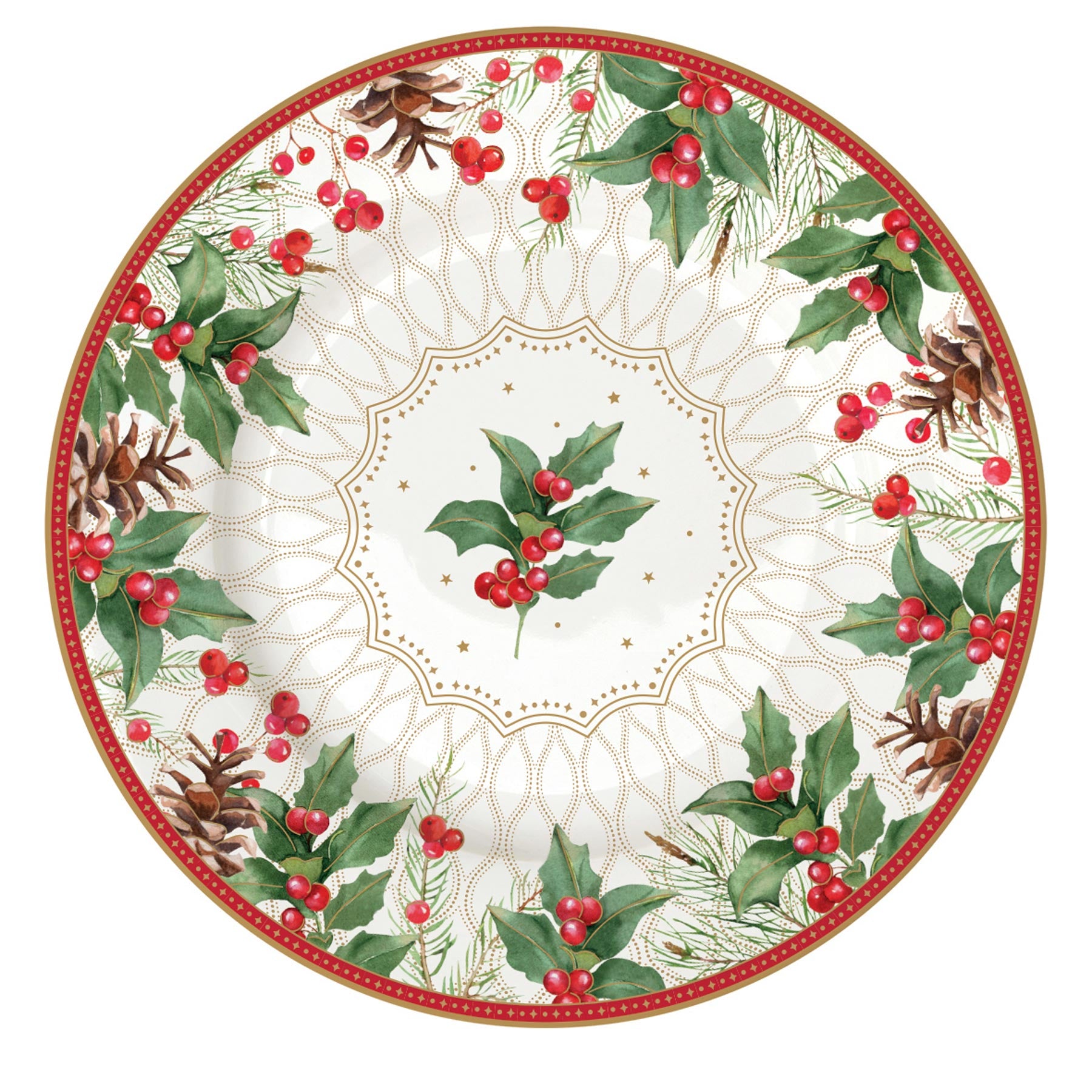 Tányér, étkészlet Karácsonyi porcelán desszertes tányér Christmas Berries