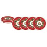 Tányér, étkészlet Karácsonyi porcelán desszertes tányér vörösbegy 4 db szett Christmas Berries