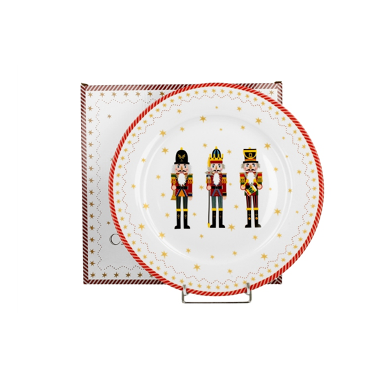 Tányér, étkészlet Karácsonyi porcelán diótörős lapostányér díszdobozban Christmas Nutcracker