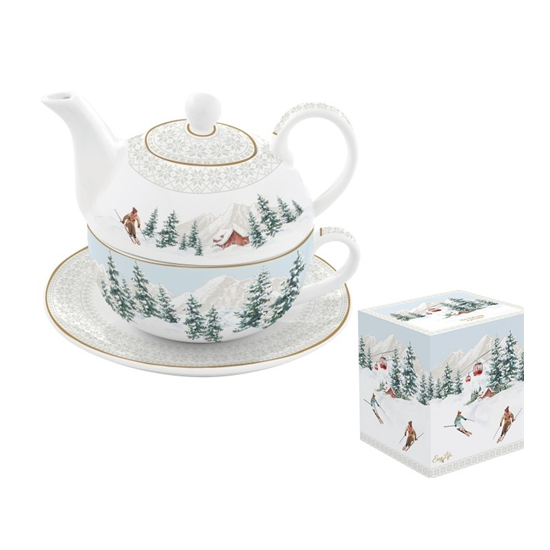 Teáskanna Karácsonyi Porcelán egyszemélyes teáskészlet 350 ml Chalet