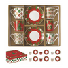 Tányér, étkészlet Karácsonyi porcelán eszpresszó csésze 6 db szett díszdobozban