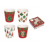 Tányér, étkészlet Karácsonyi porcelán eszpresszó pohár 4 db szett díszdobozban