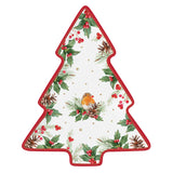 Tálca Karácsonyi porcelán fenyő alakú tálca Christmas Berries