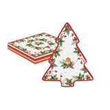 Tálca Karácsonyi porcelán fenyő alakú tálca Christmas Berries