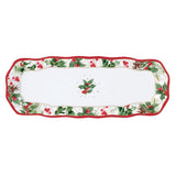 Tálca Karácsonyi porcelán hosszúkás kínáló tálca Christmas Berries