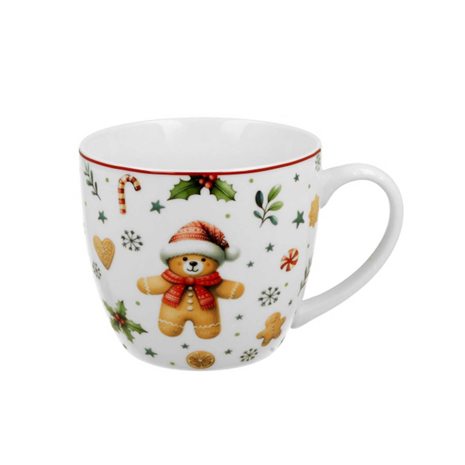 Bögre Karácsonyi porcelán bögre mézeskalács macis díszcsomagolásban