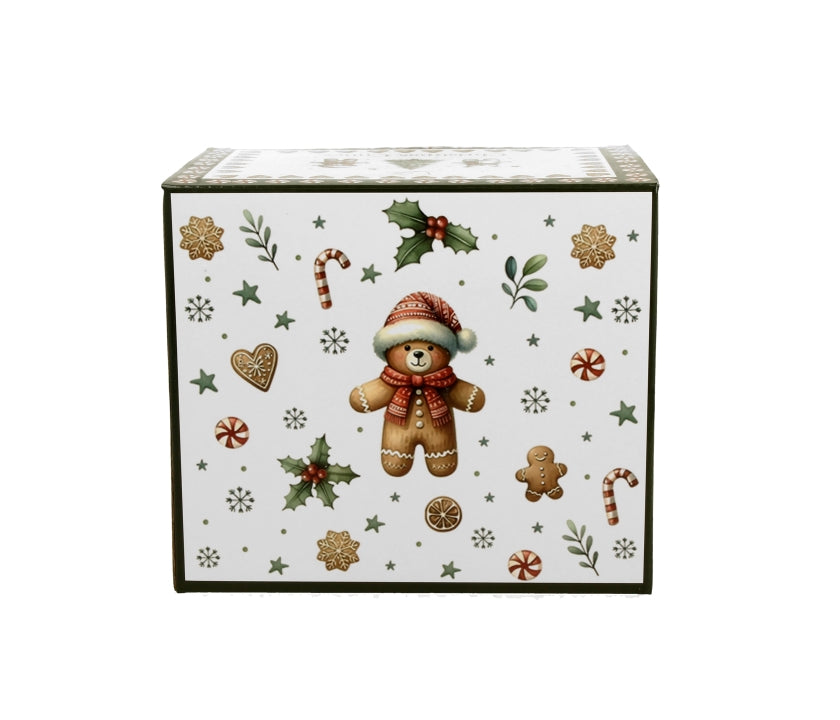 Bögre Karácsonyi porcelán jumbo 1 literes bögre mézeskalács macis díszdobozban