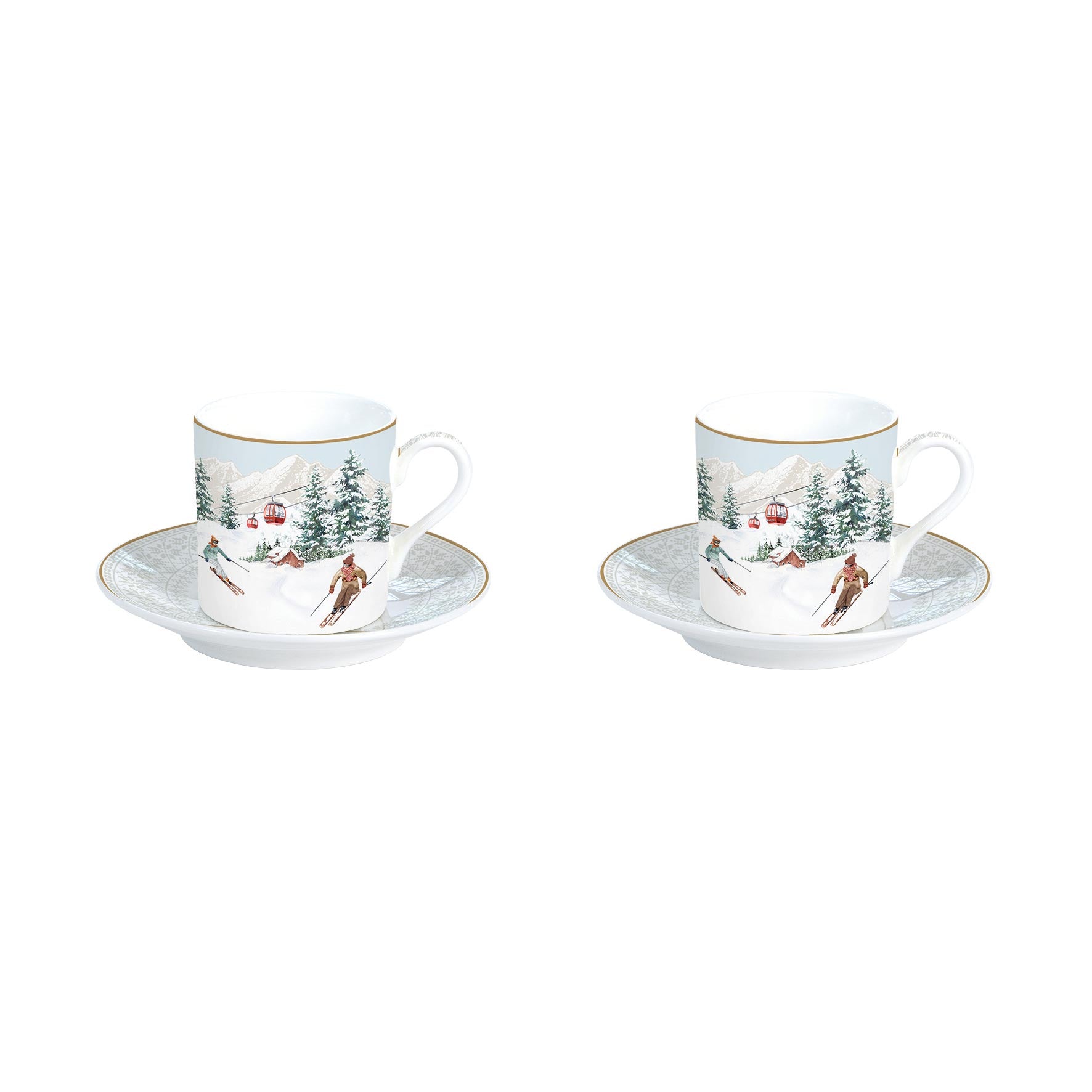 Bögre, csésze Karácsonyi porcelán kávés csésze 2 db díszdobozban Chalet