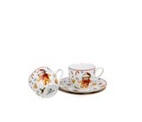 Bögre Karácsonyi porcelán kávés csésze 2 db szett aljjalmézeskalács macis díszdobozban