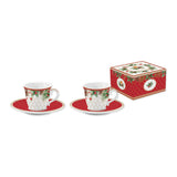 Bögre, csésze Karácsonyi porcelán kávés csésze 2 db vörösbegy díszdobozban Christmas Berries