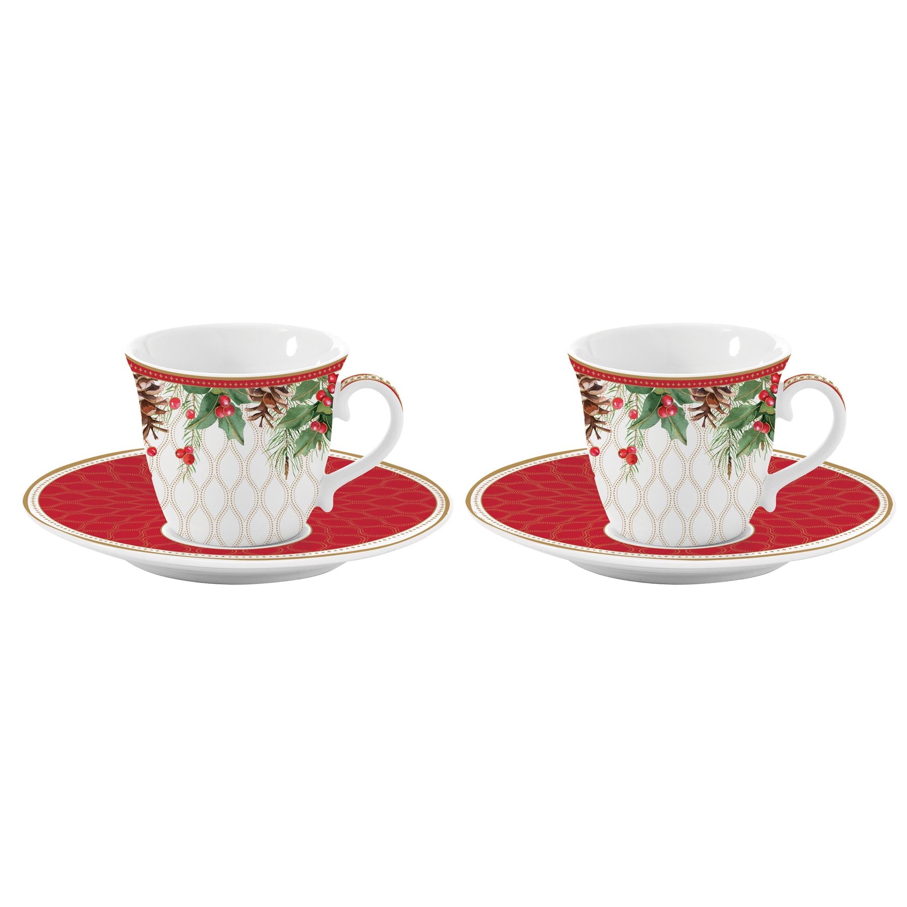 Bögre, csésze Karácsonyi porcelán kávés csésze 2 db vörösbegy díszdobozban Christmas Berries