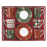 Bögre, csésze Karácsonyi porcelán kávés teás csésze aljjal 100 ml 6 személyes díszdobozban Fancy Christmas