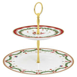 Tányér, étkészlet Karácsonyi porcelán két emeletes torta állvány díszdobozban Magie de Noel
