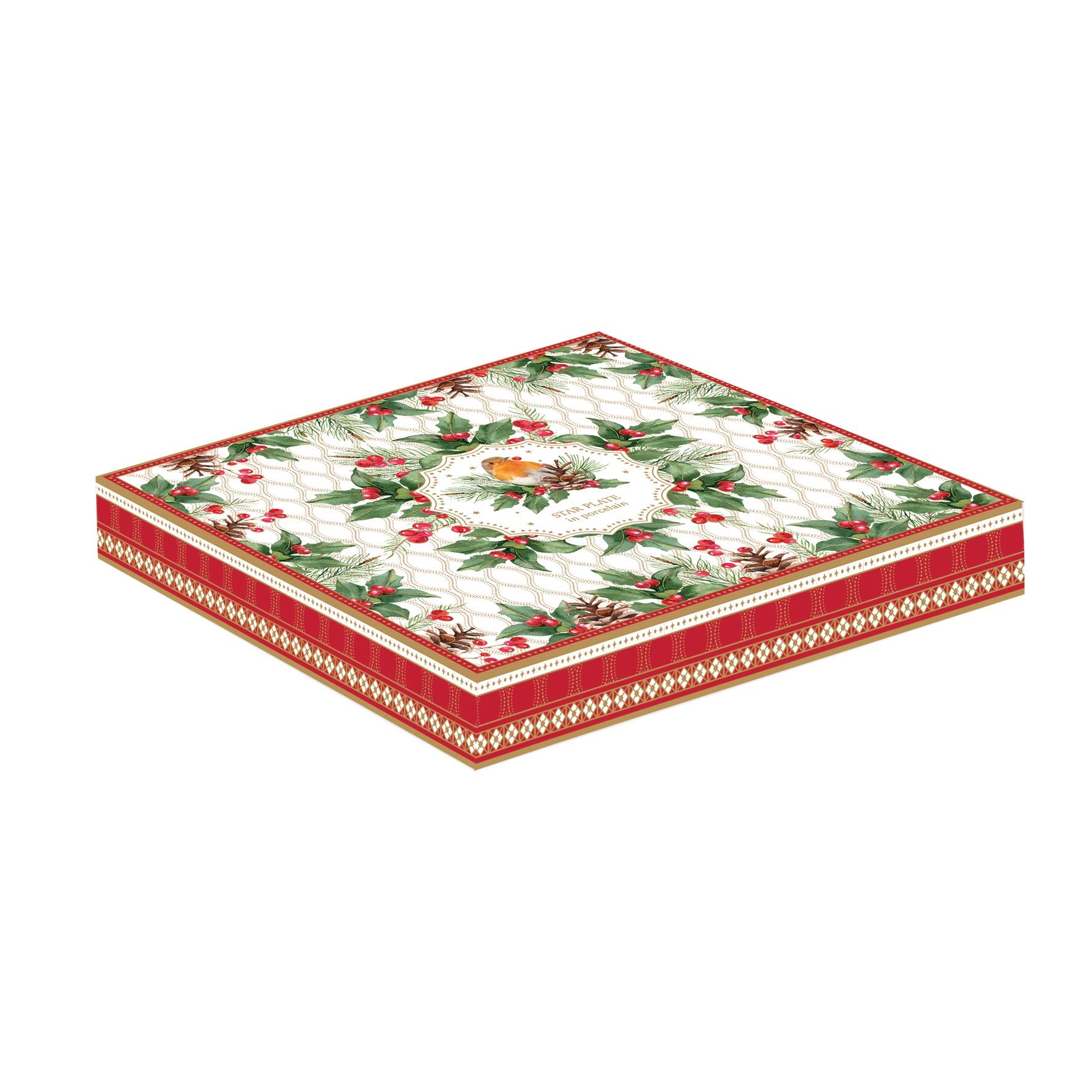 Tálca Karácsonyi porcelán kínáló csillag tálca Christmas Berries