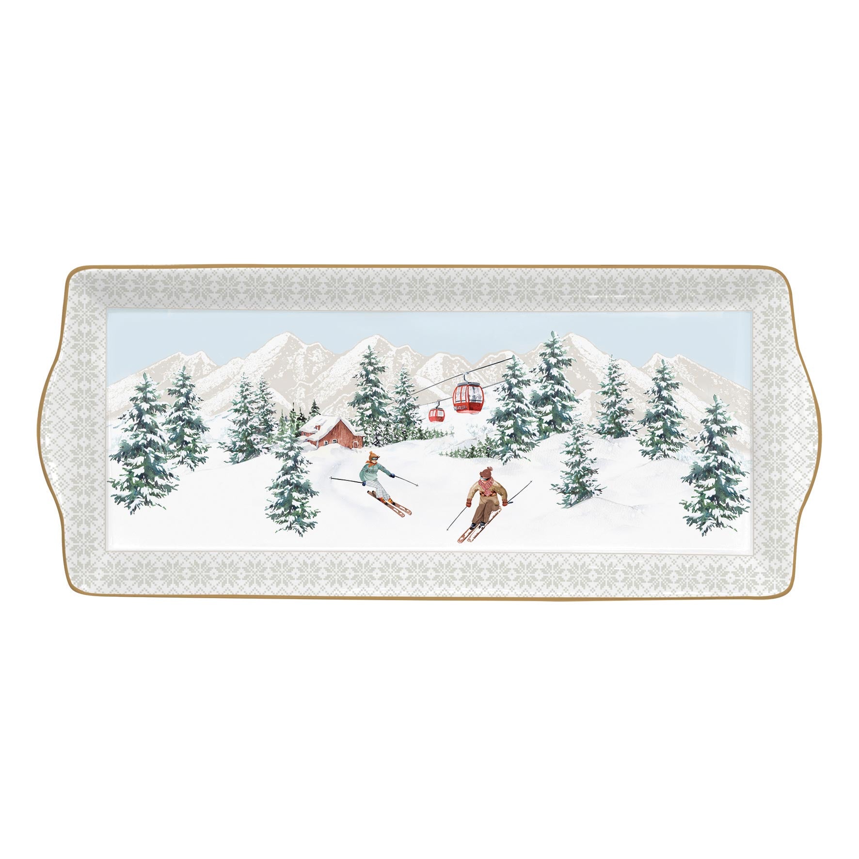 Tálka Karácsonyi Porcelán kínáló tál Chalet 35x15 cm