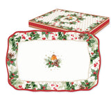 Tálca Karácsonyi porcelán kínáló tálca Christmas Berries