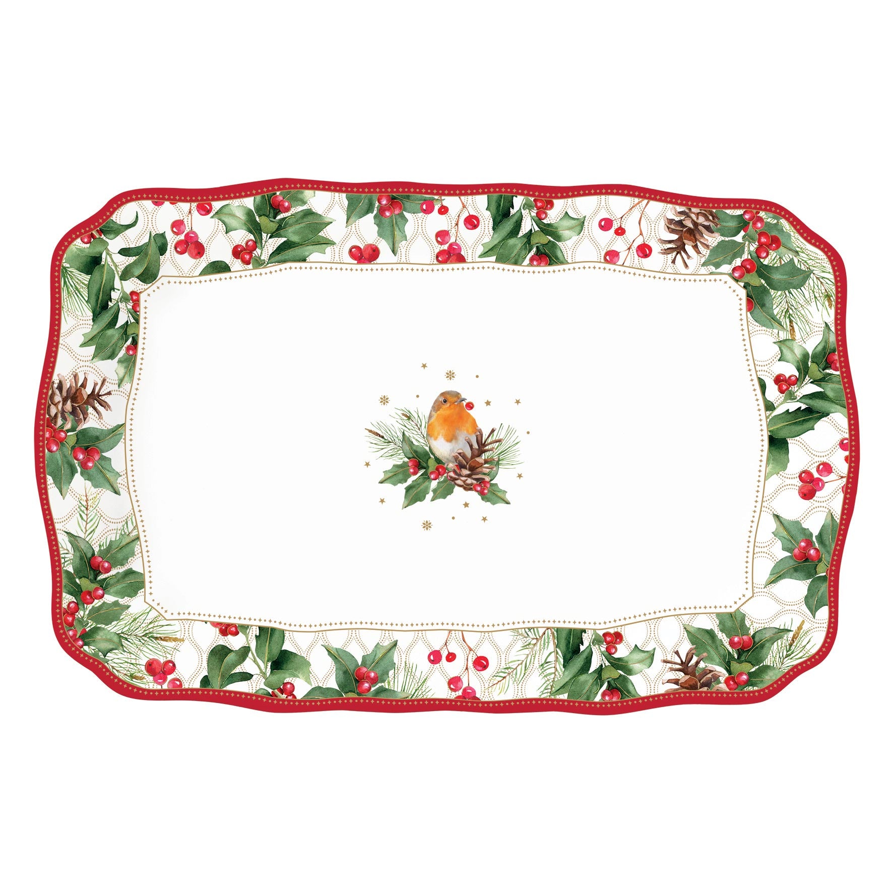 Tálca Karácsonyi porcelán kínáló tálca Christmas Berries